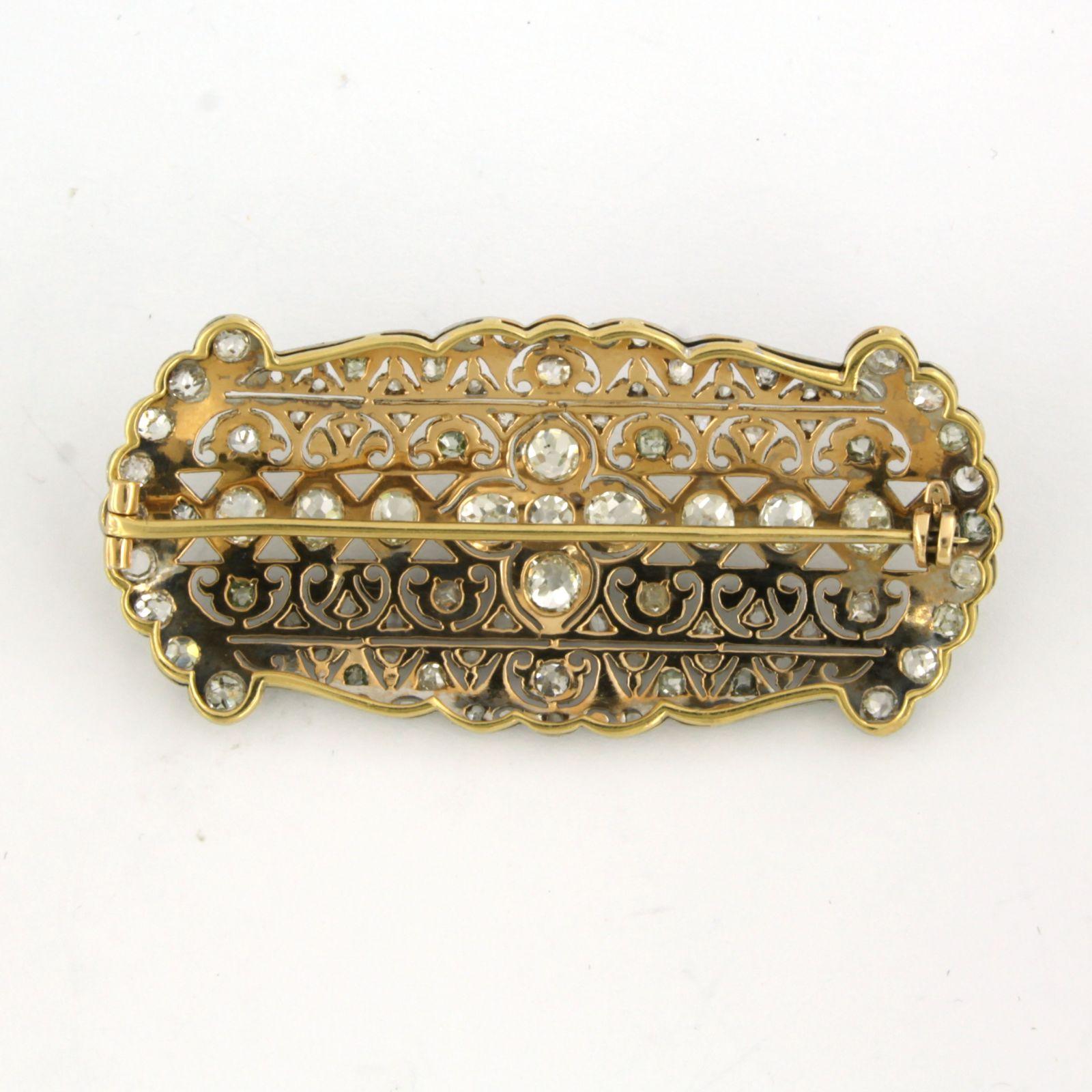 ART NOUVEAU Brooch with old mine and rose cut diamonds up to 3.50ct 18k gold For Sale 1
