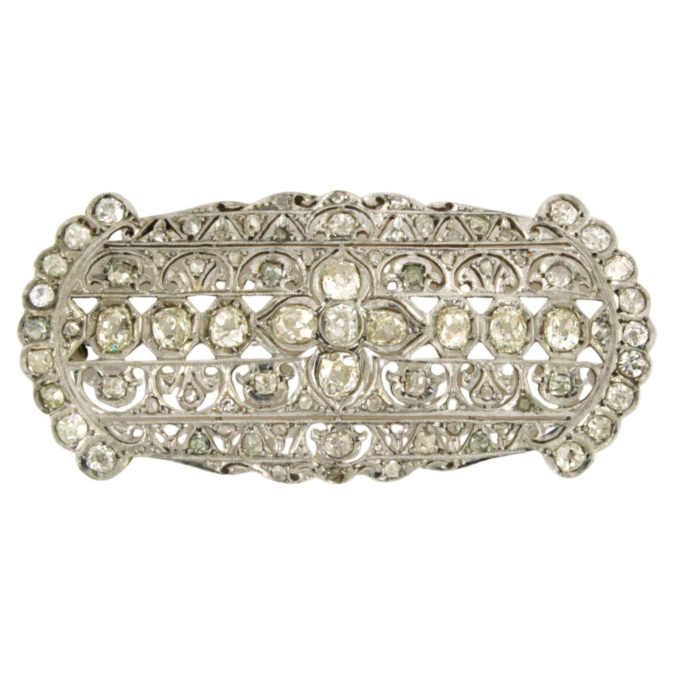 ART NOUVEAU Brooch with old mine and rose cut diamonds up to 3.50ct 18k gold