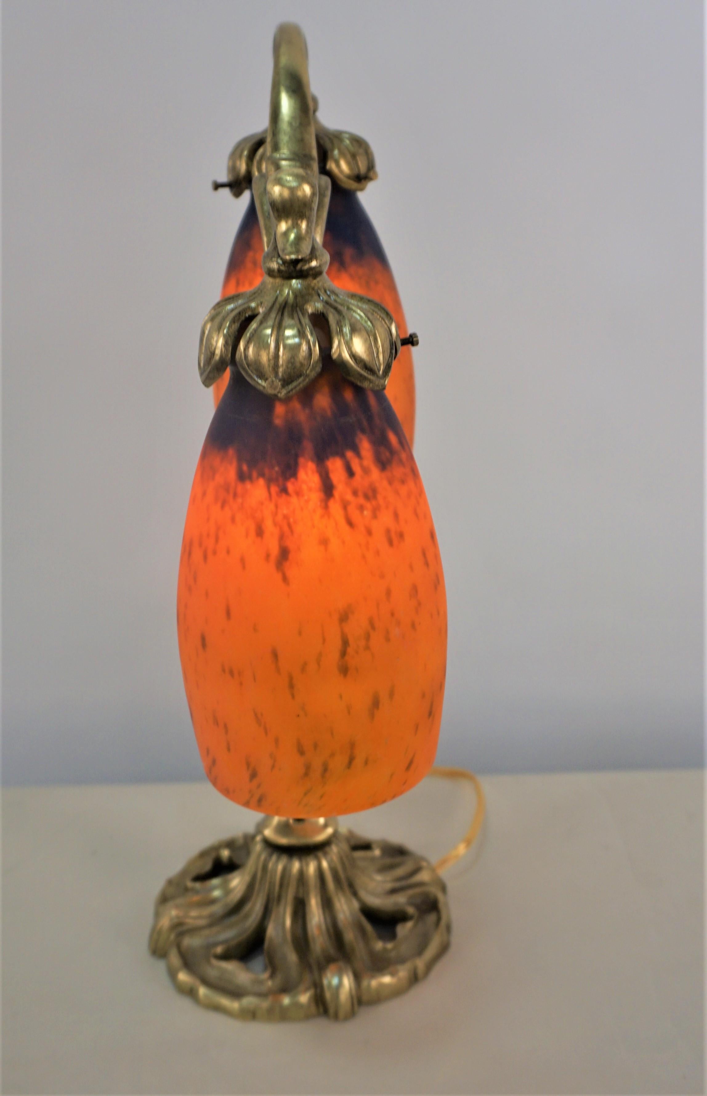 Art Nouveau Bronze and Art Glass Table Lamp by Daum Nancy 2