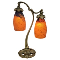 Art Nouveau Bronze and Art Glass Table Lamp by Daum Nancy
