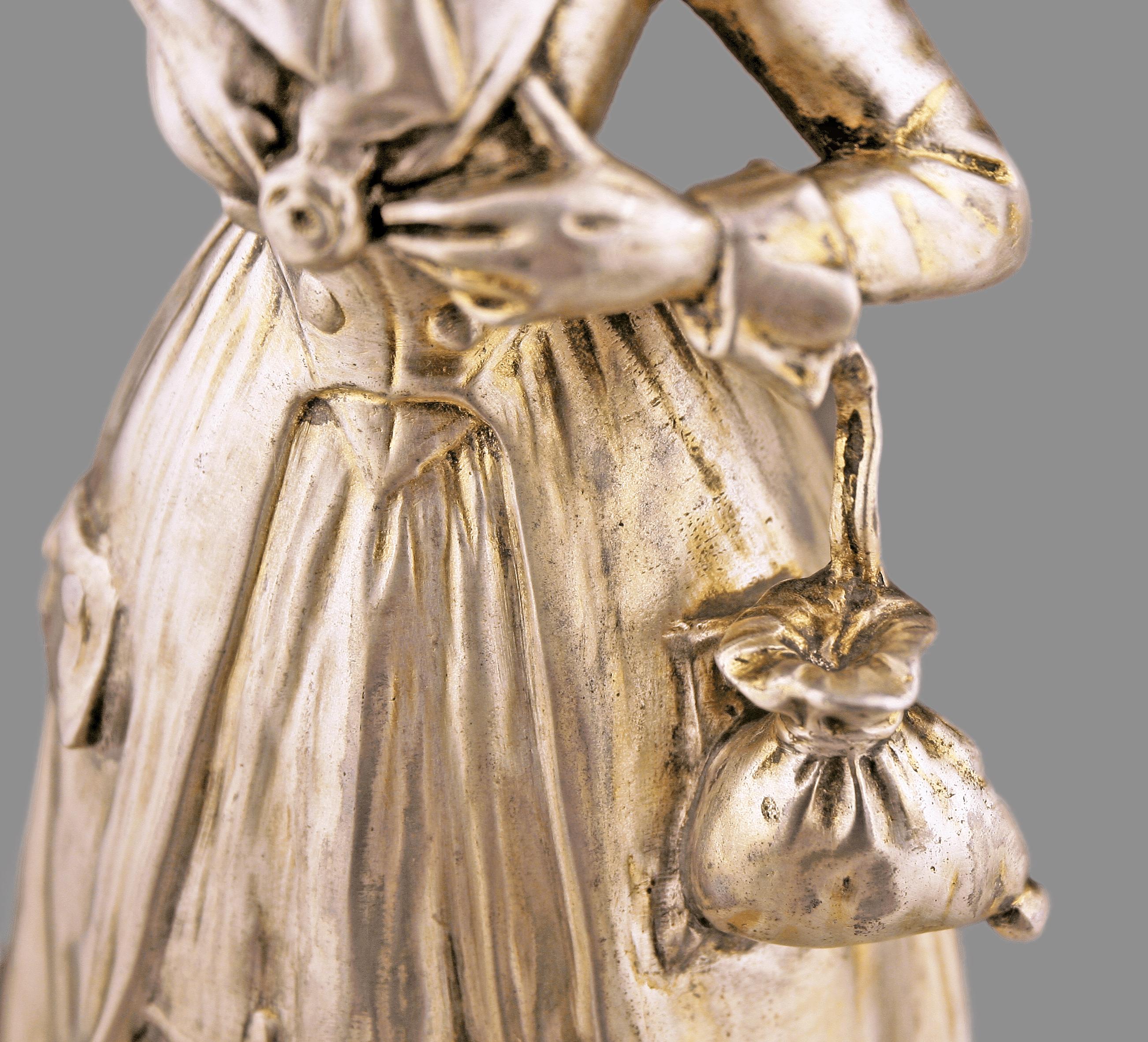 Jugendstil-Skulptur eines Mädchens aus Bronze und elfenbeinfarbener Bronze des österreichischen Ferdinand Lugerth (20. Jahrhundert) im Angebot