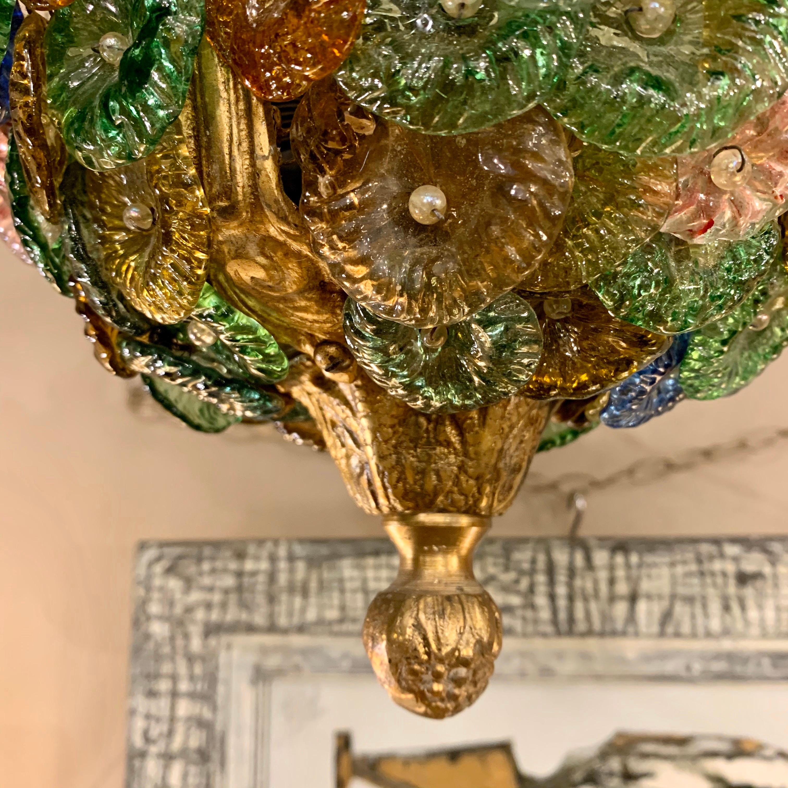 Art Nouveau Bronze and Murano Glass Chandelier, 1910 8