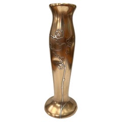 Seltene Vase aus Bronze und Sterlingsilber mit Überzug im Jugendstil von Otto Heintz