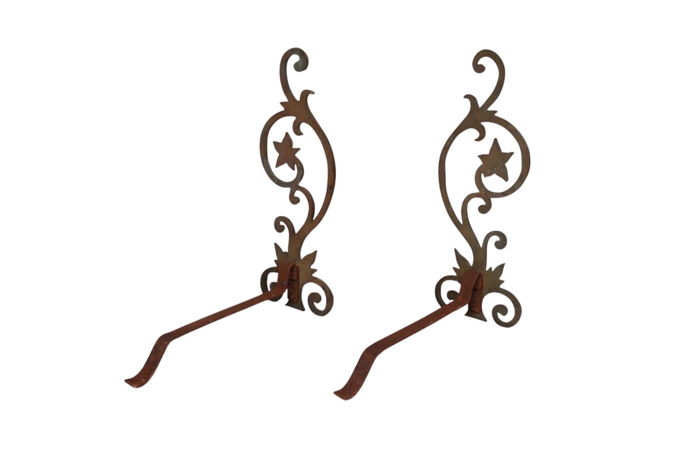 Jugendstil-Andirons aus Bronze - ein Paar im Angebot 1