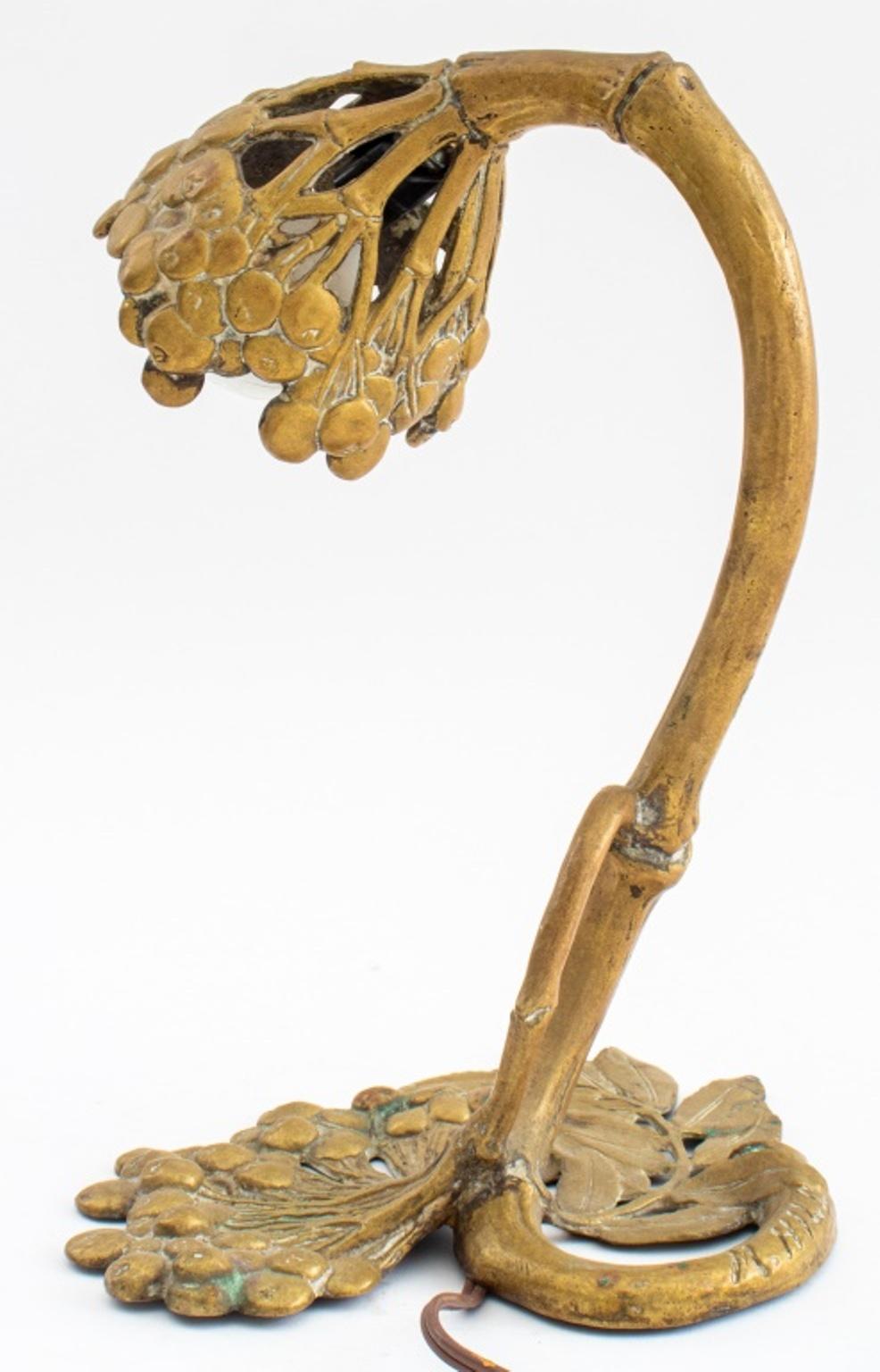 Art Nouveau Bronze Blackcurrant Branch Desk Lamp For Sale 1