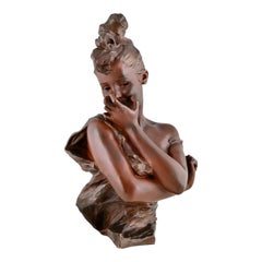 Buste en bronze Art Nouveau jouant le rôle de Georges Van der Straeten, France 1900