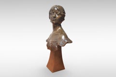 Art Nouveau Bronze Bust by Alexandre Caron