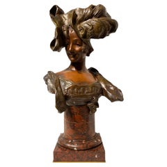 Buste en bronze Art Nouveau de Georges van der Straeten (1856-1928) 