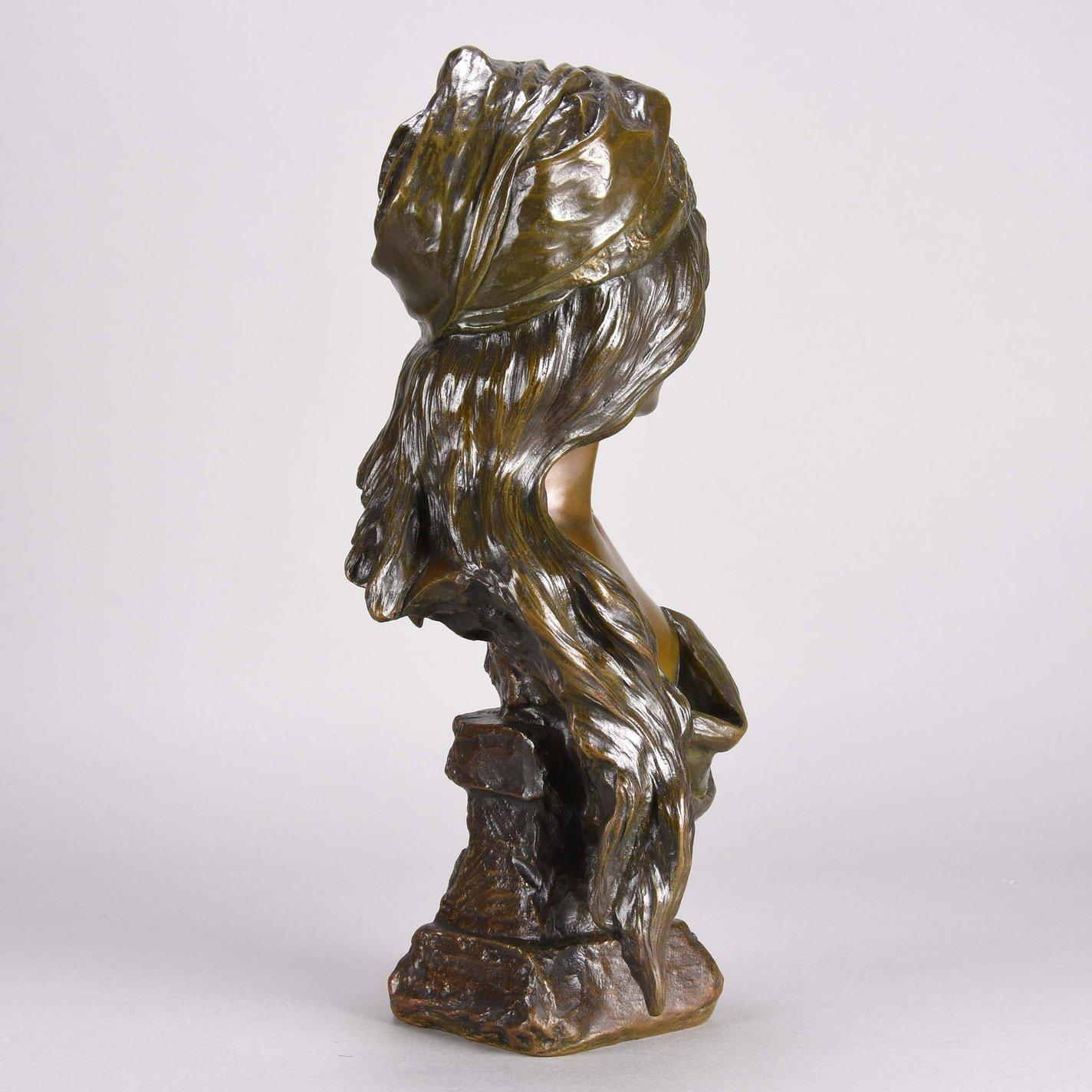 Cast Art Nouveau Bronze Bust 