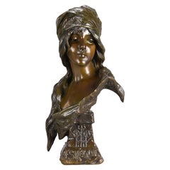 Antique Art Nouveau Bronze Bust "Esmerelda” by Emmanuel Villanis