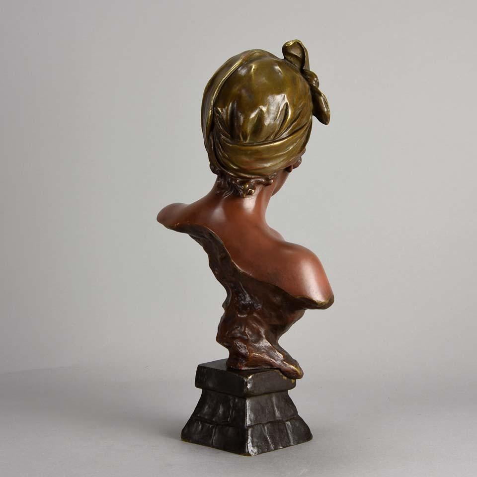Cast Art Nouveau Bronze Bust 