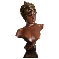 Art Nouveau Bronze Bust "Javotte” By E Villanis