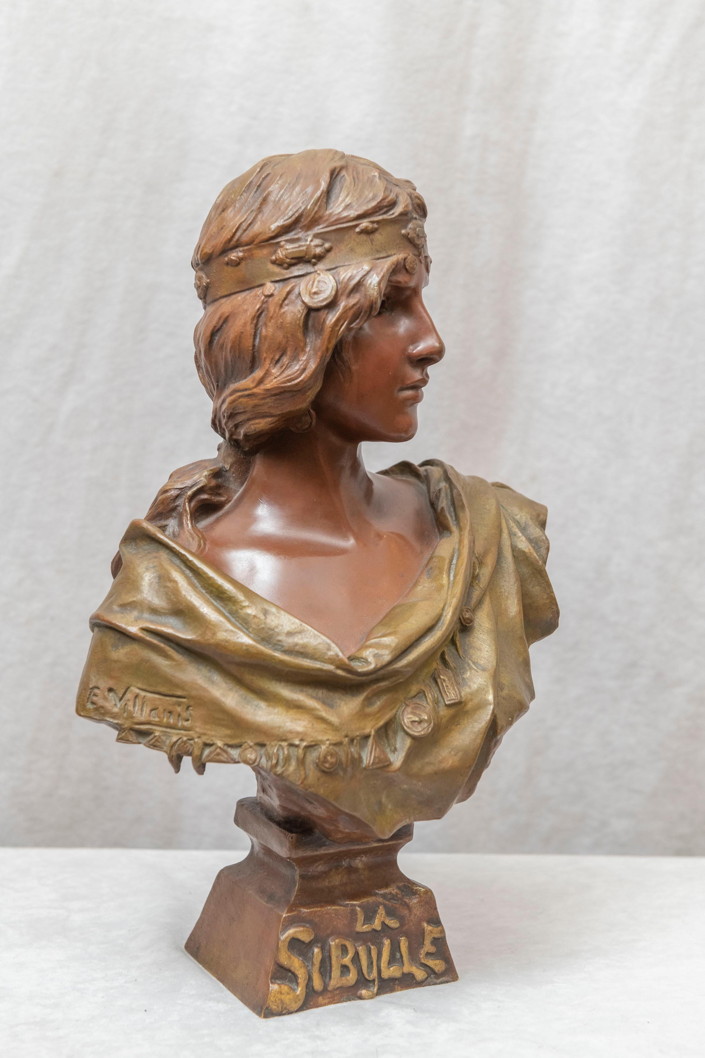 We are bronze dealers, and we always have at least 100 bronzes in the shop at all times. We buy very few busts, but this one spoke to us. The maiden is so beautiful, coupled with the rich 2 color patina, Her skin being brown and the clothes are