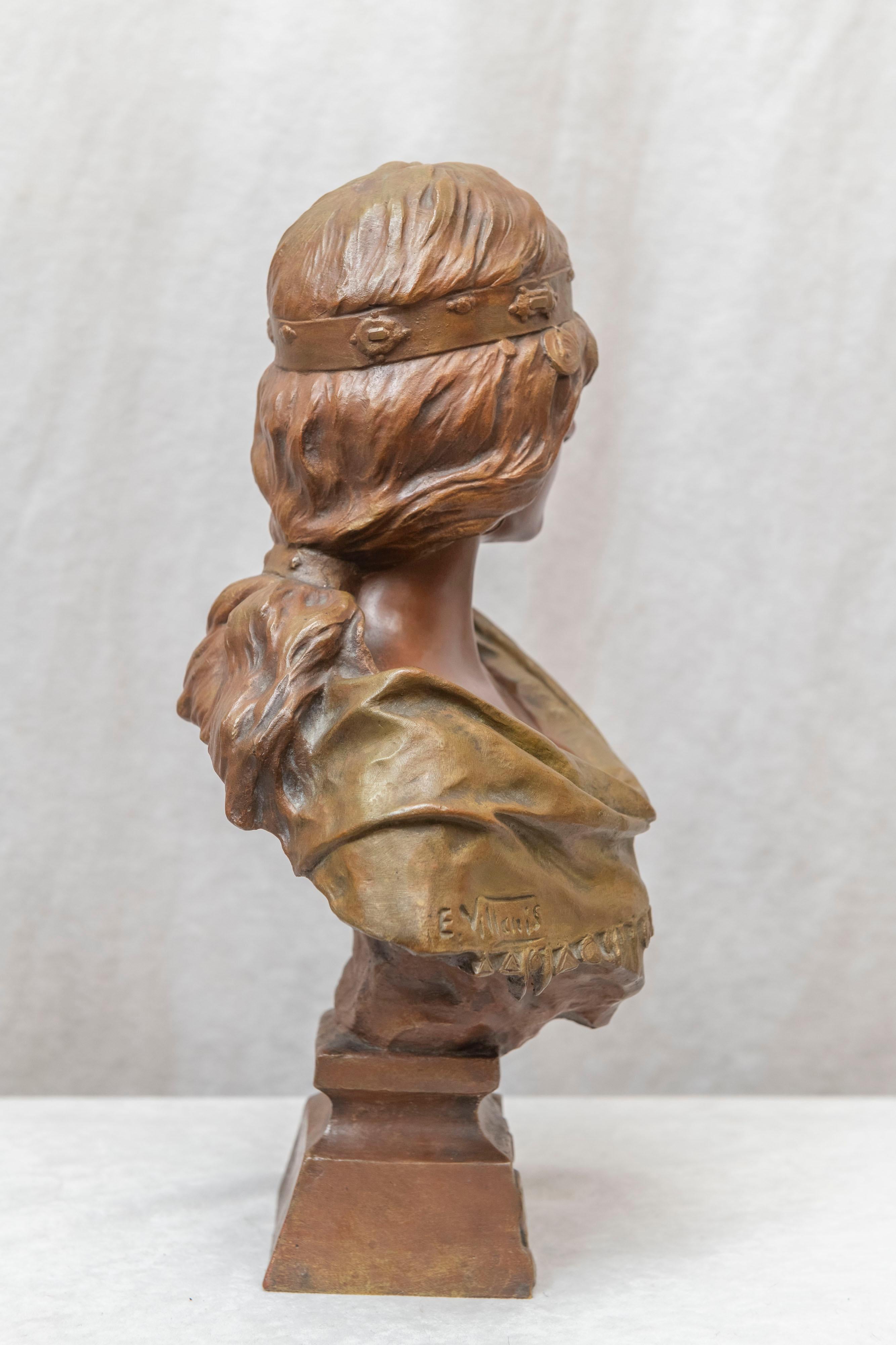 Patinated Art Nouveau Bronze Bust 
