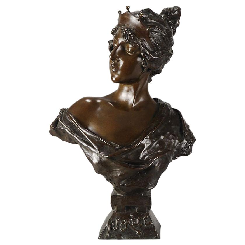 Art Nouveau Bronze Bust "Lucrece” by E Villanis