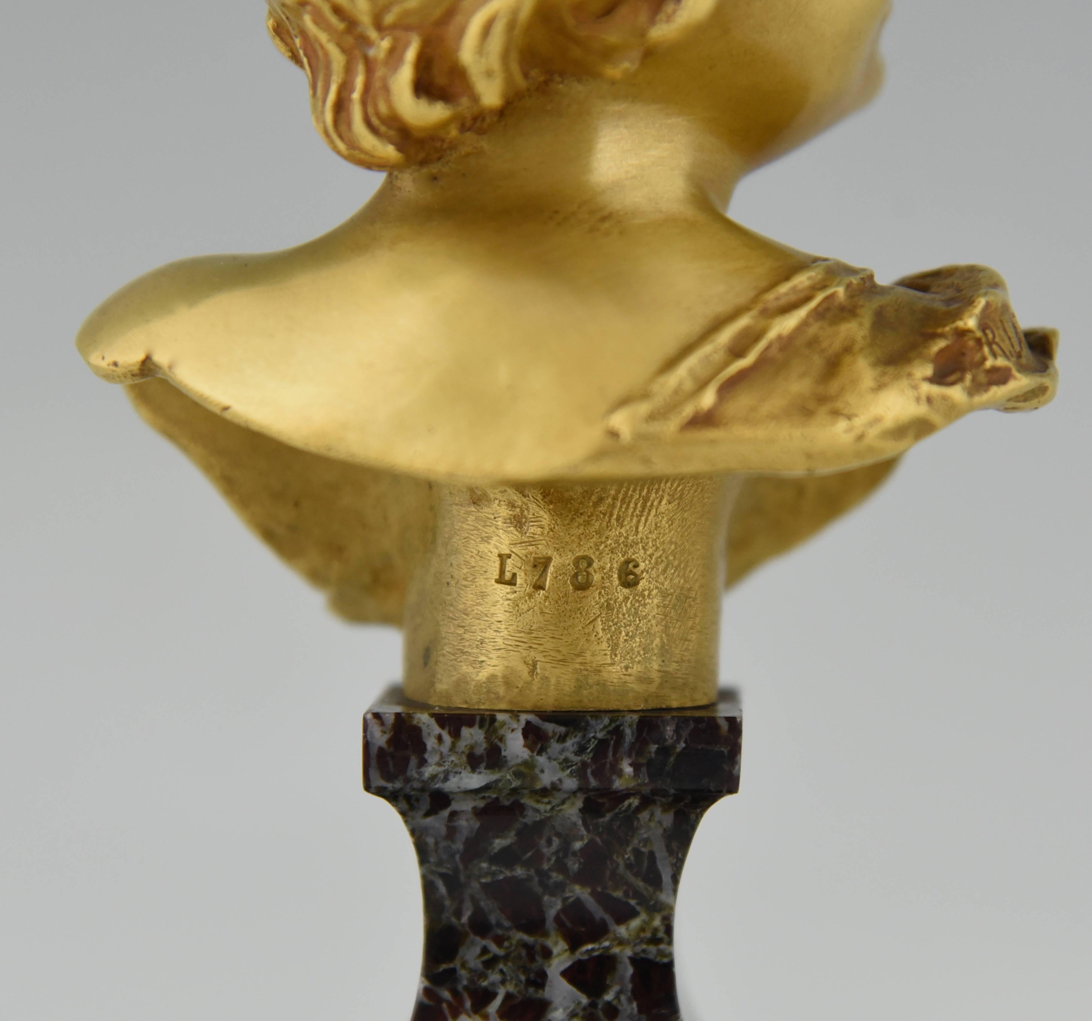 Art Nouveau bronze bust of a boy Little King François Raoul Larche, France, 1900 3