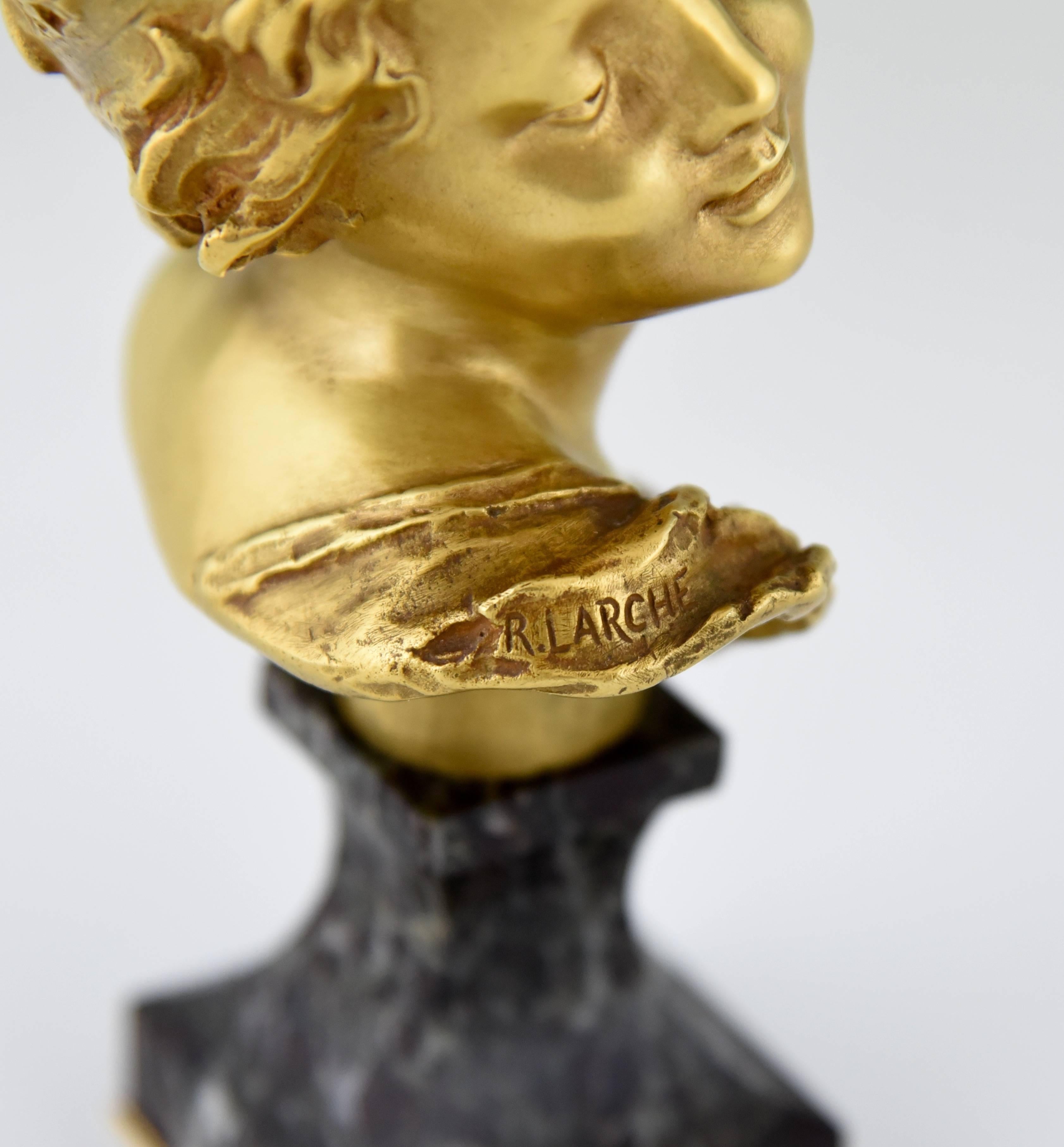 Art Nouveau bronze bust of a boy Little King François Raoul Larche, France, 1900 2