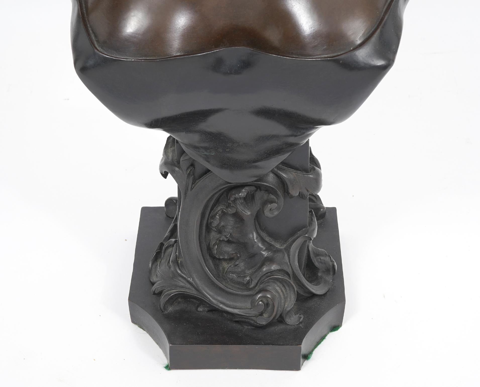 European Art Nouveau Bronze Bust of a Girl in Louis XV Era Costume by Alfonse E. Nelson