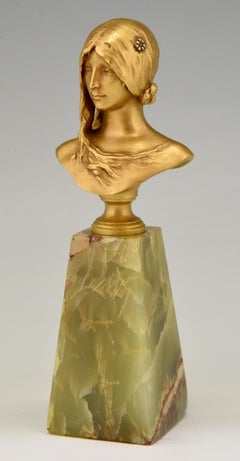 Art Nouveau Bronze Bust of a Young Woman La Jeunesse Jean Antonin Carles, 1890