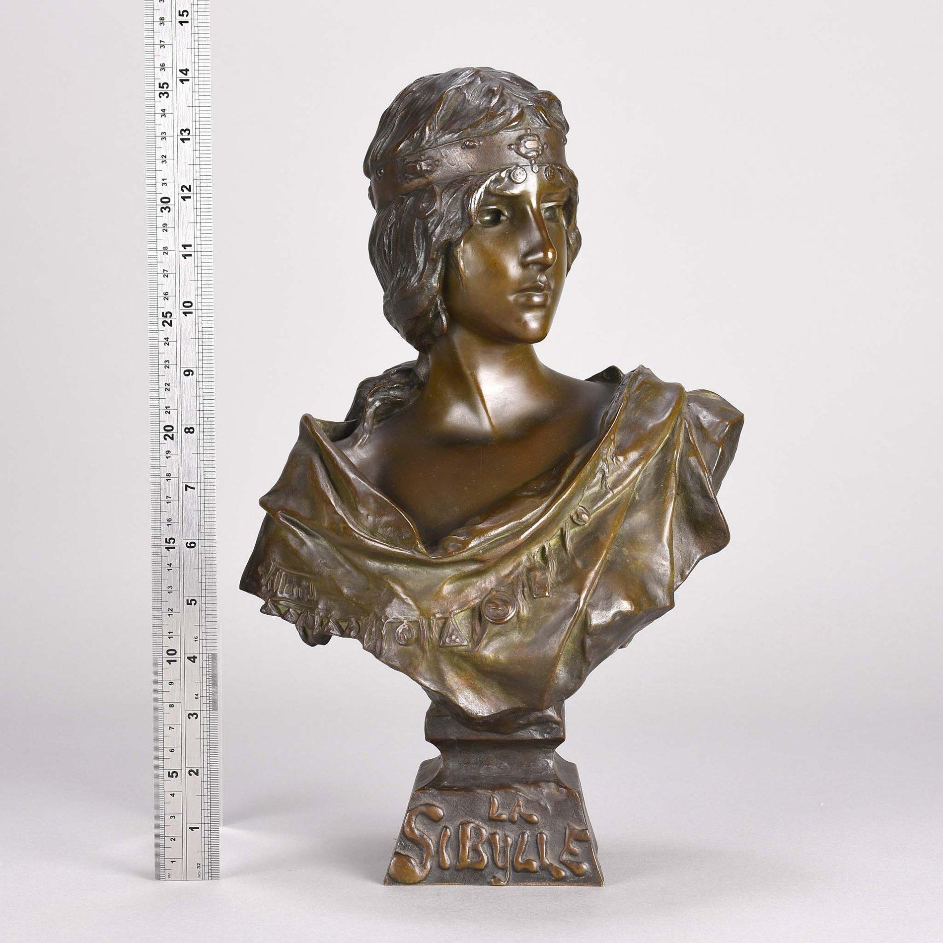 Buste en bronze Art Nouveau Sibylle d'Emmanuel Villanis 3