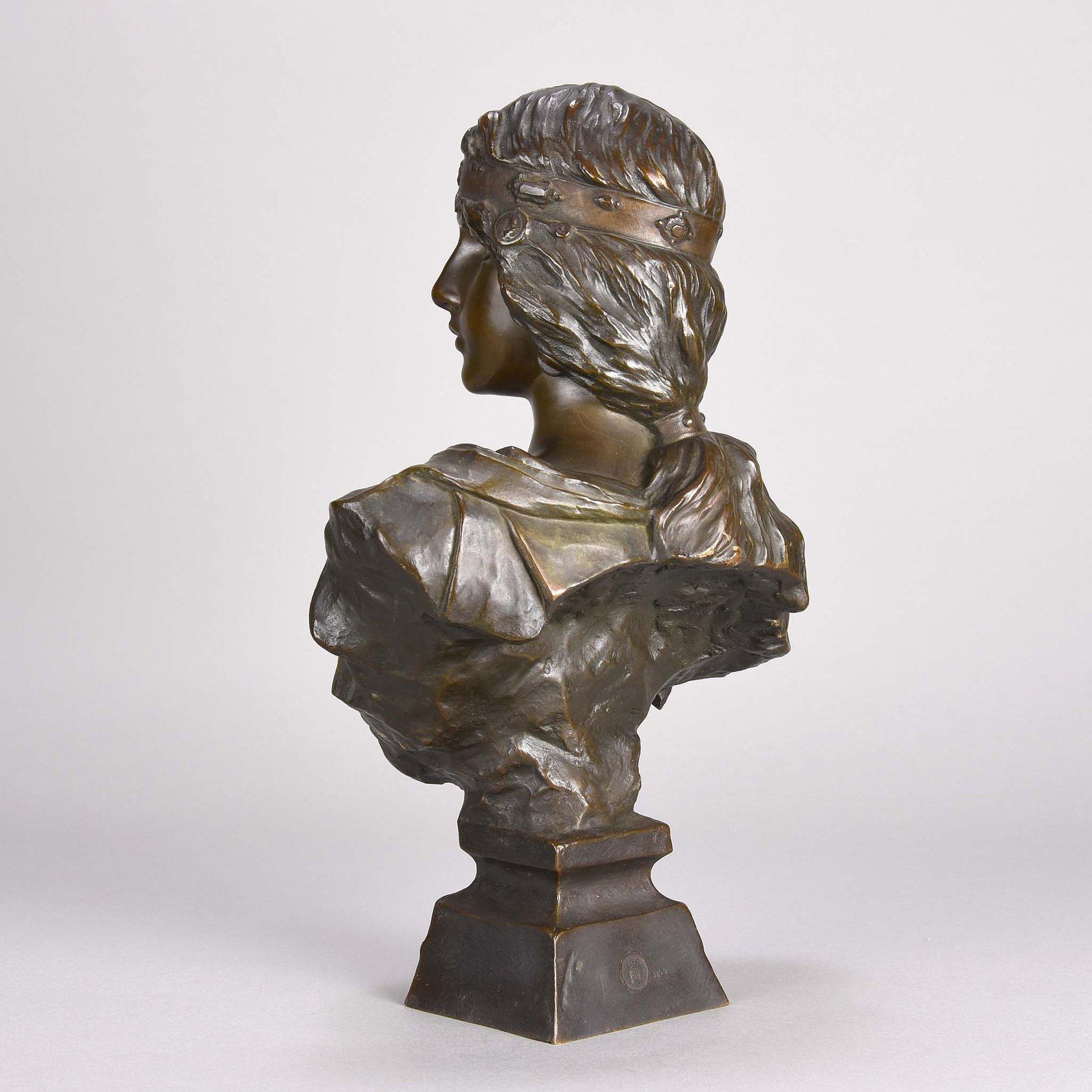 XIXe siècle Buste en bronze Art Nouveau Sibylle d'Emmanuel Villanis