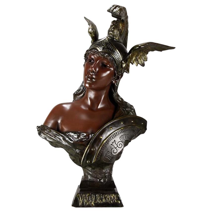 Art Nouveau Bronze Bust "Walkyrie” by E Villanis
