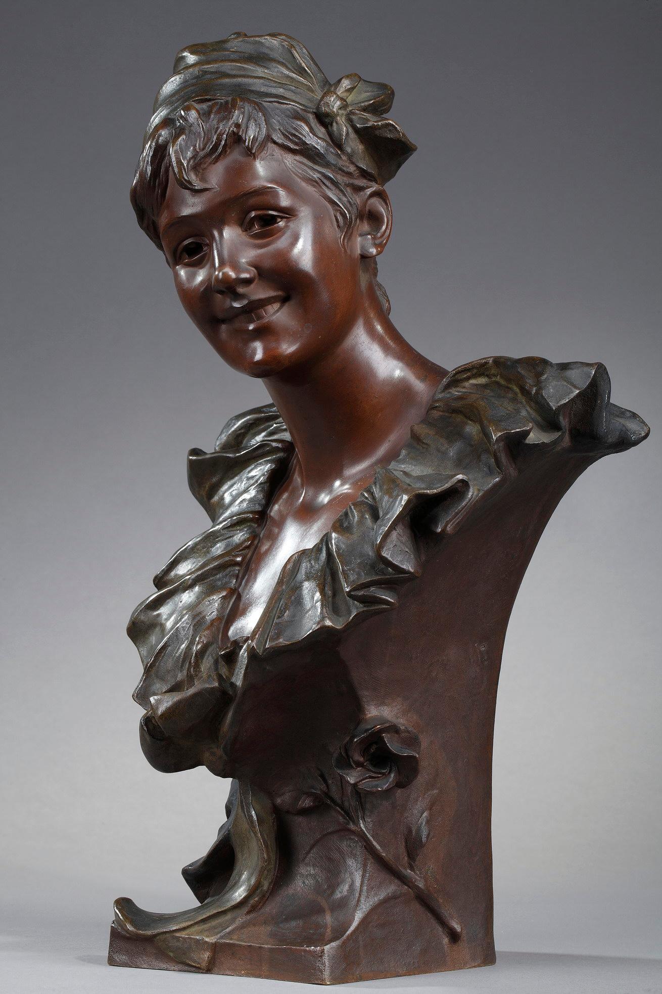 Belgian Art Nouveau Bronze Bust, 