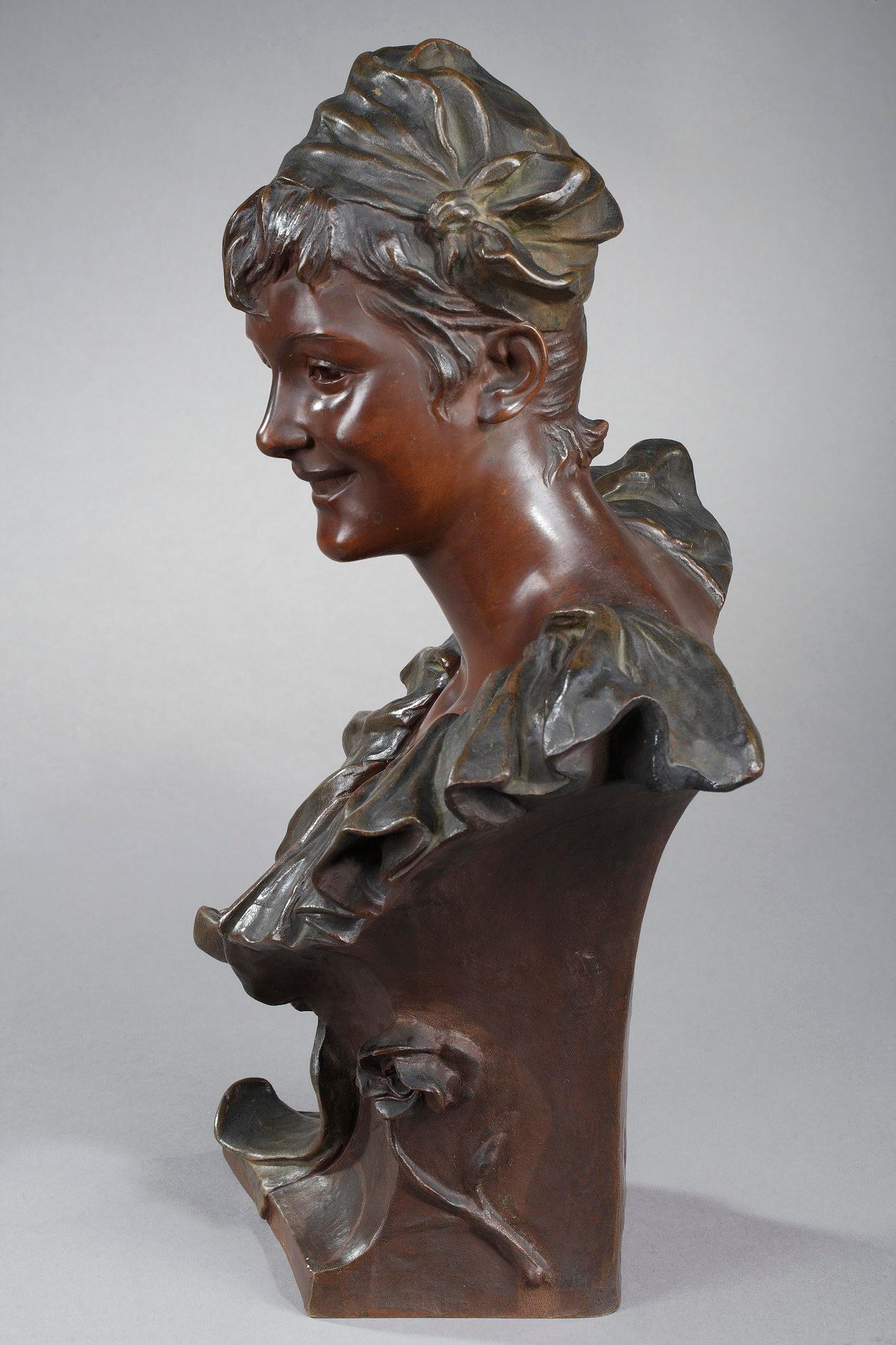 Late 19th Century Art Nouveau Bronze Bust, 