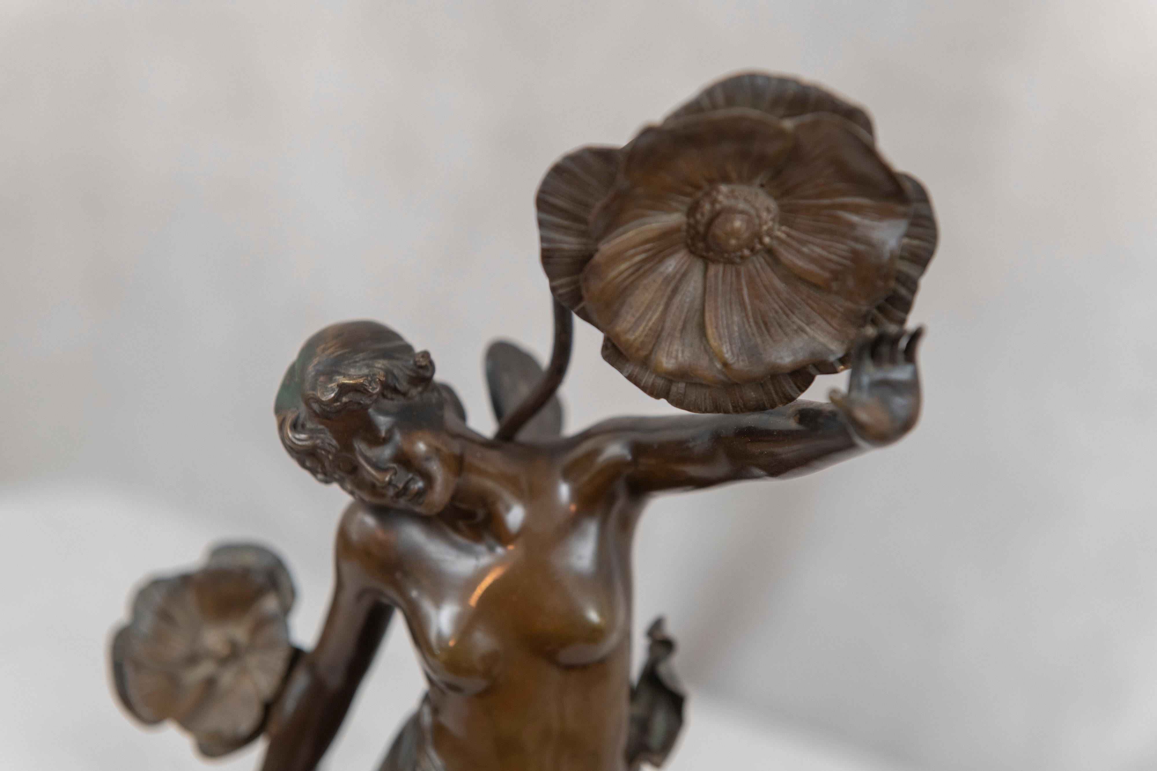 Hand-Crafted Art Nouveau Bronze, Butterfly Girl, 