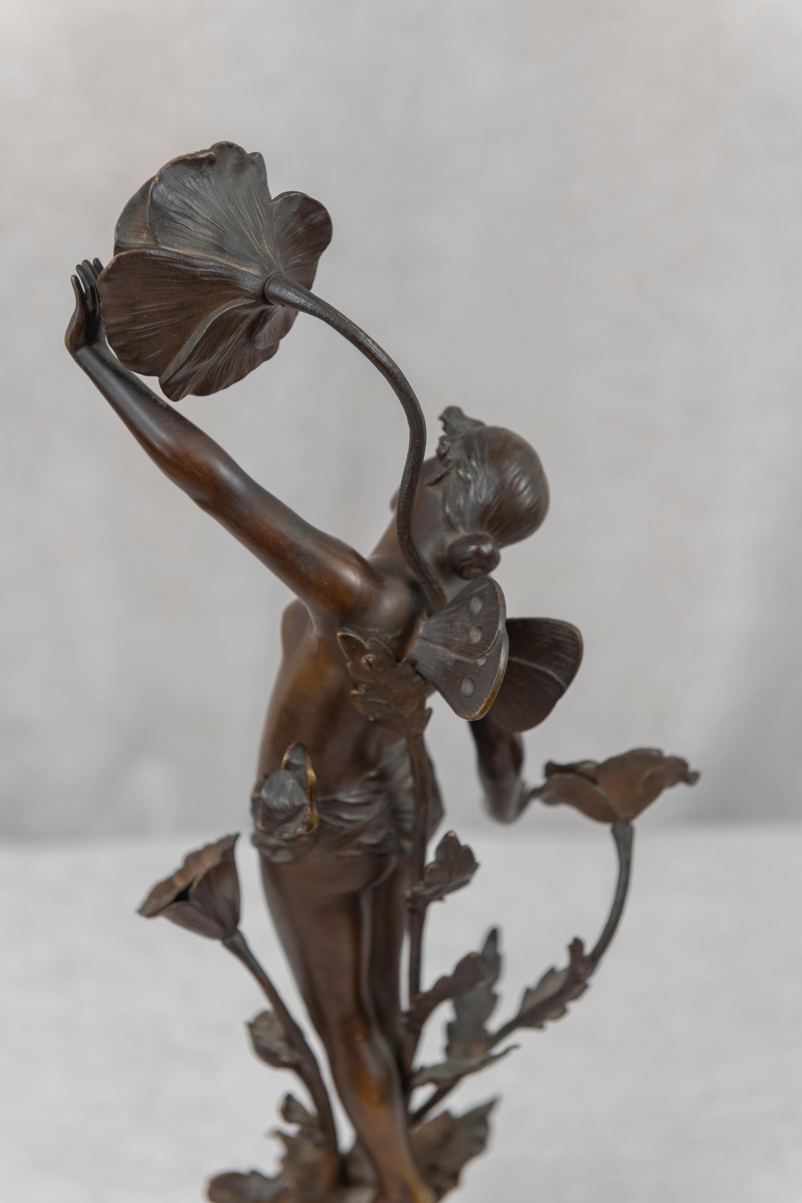 Late 19th Century Art Nouveau Bronze, Butterfly Girl, 