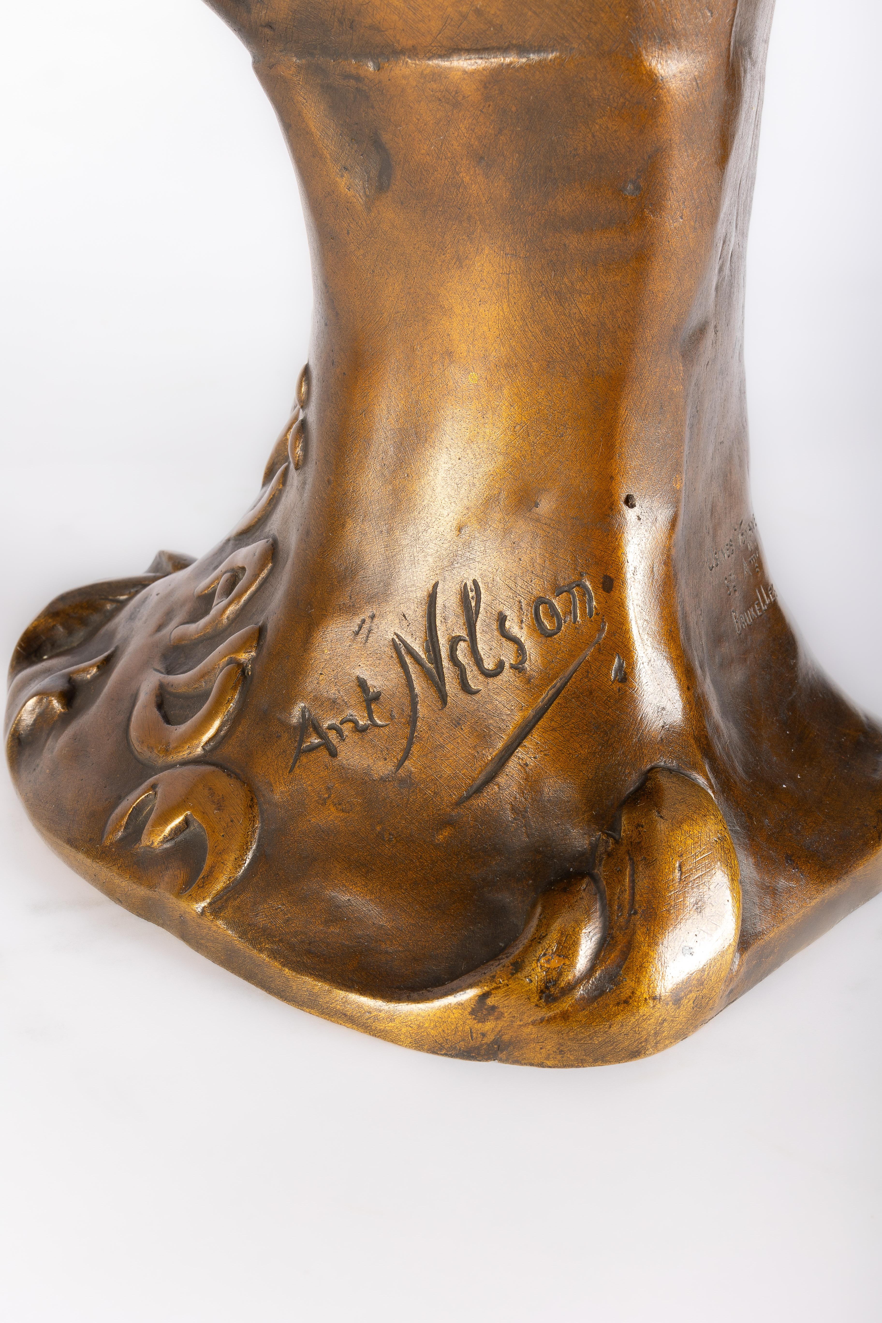 Bronze Art-Nouveau bronze by Anton Nelson (1841-1910): titled 