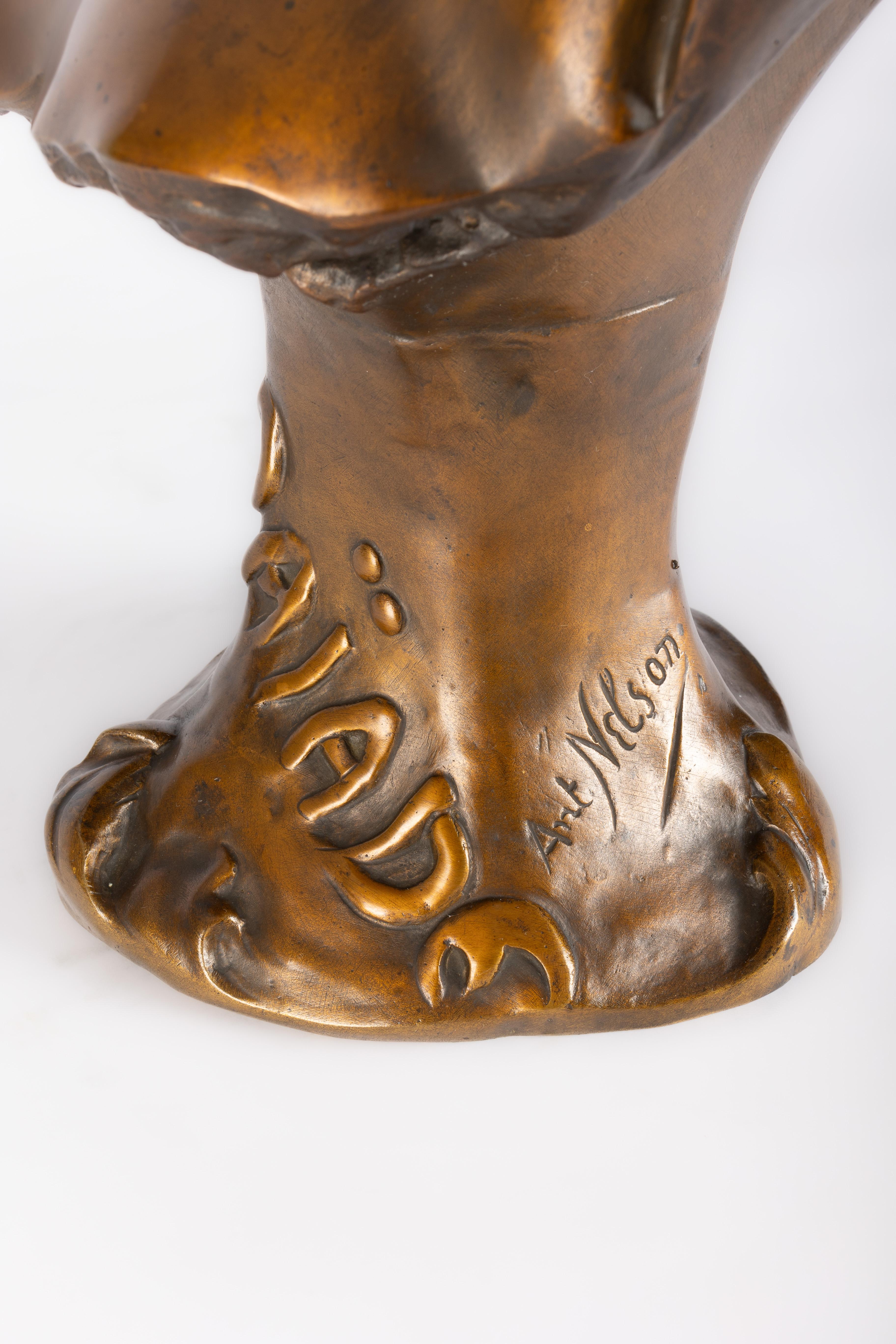 Art-Nouveau bronze by Anton Nelson (1841-1910): titled 