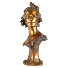 Antique Art-Nouveau bronze by Anton Nelson (1841-1910): titled "Daiade"