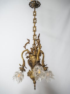 Art Nouveau bronze chandelier
