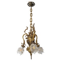 Art Nouveau bronze chandelier