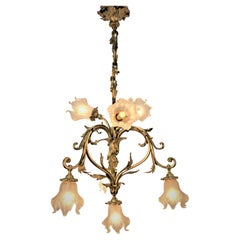 Art Nouveau Bronze Chandelier