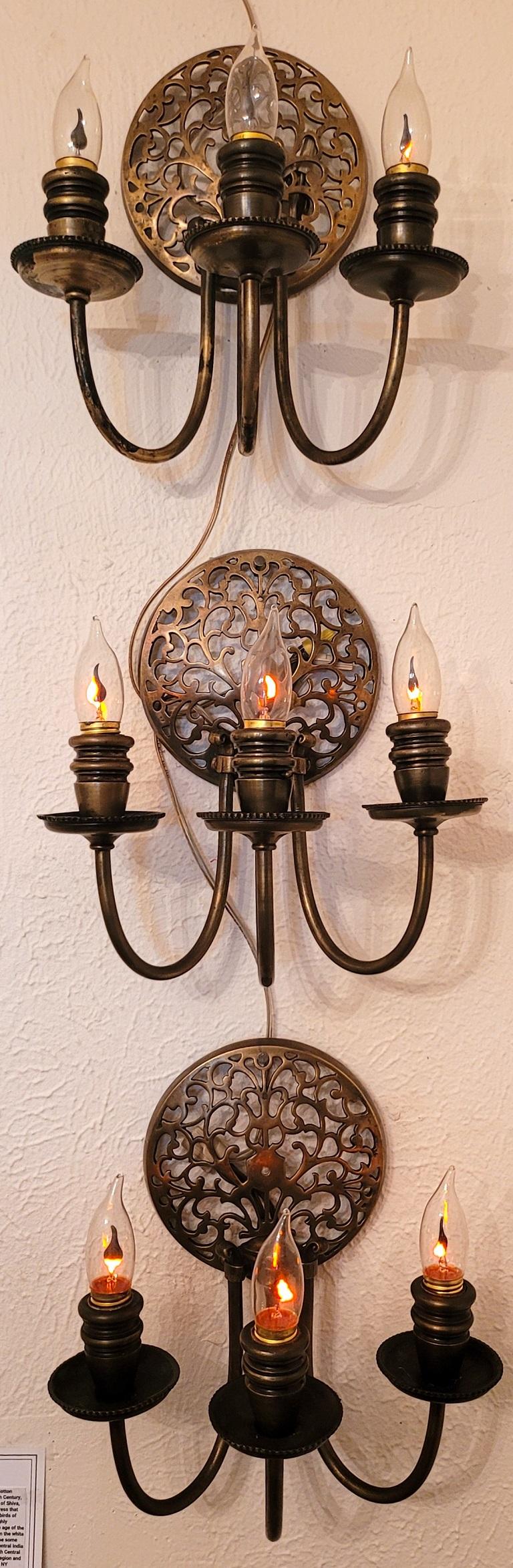Art Nouveau Bronze Chandelier & Wall Light Set For Sale 5