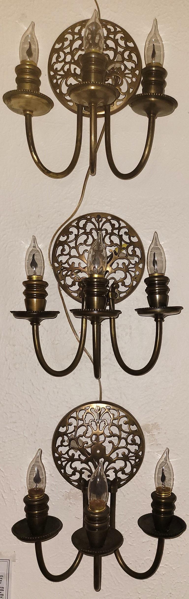 Art Nouveau Bronze Chandelier & Wall Light Set For Sale 2