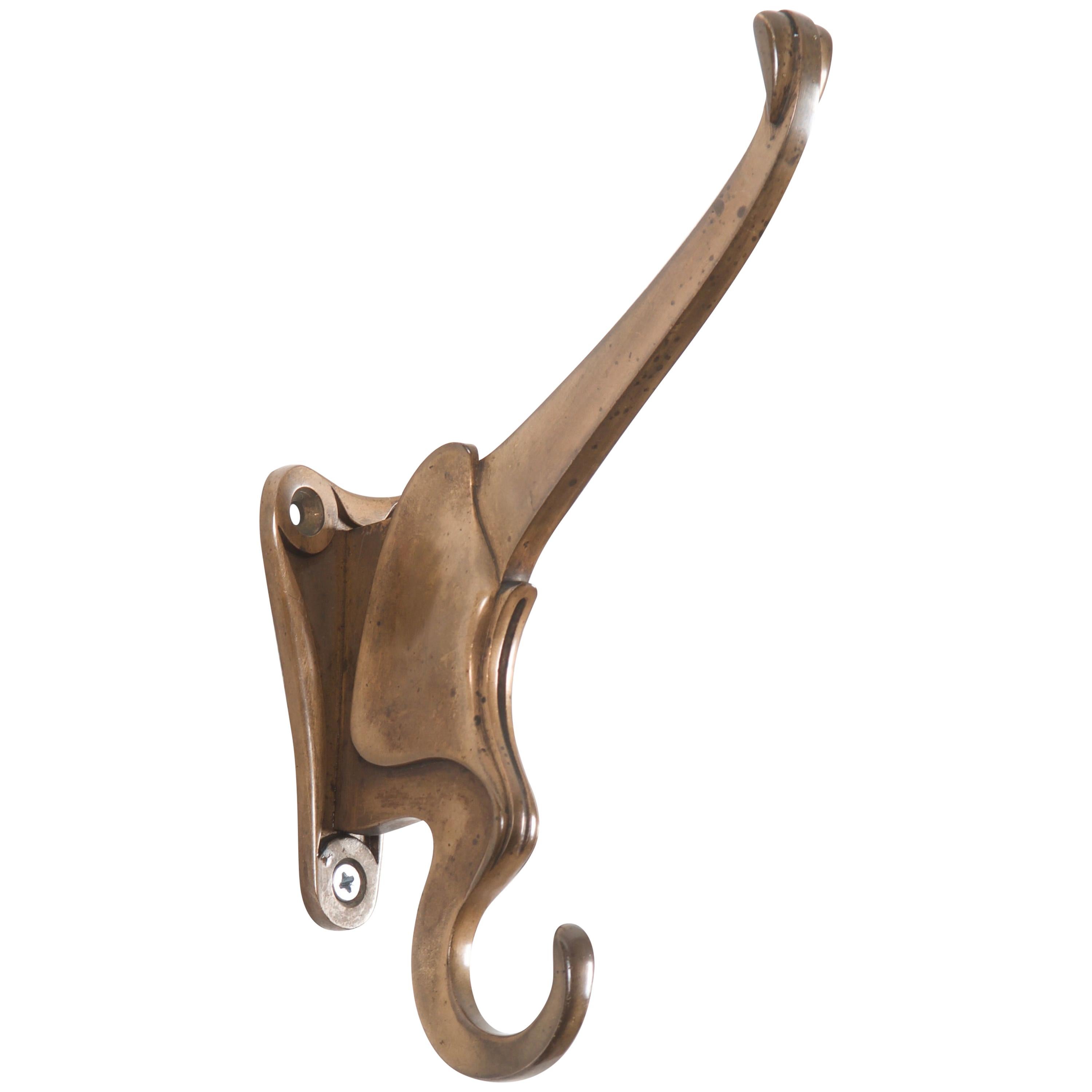 Art Nouveau Bronze Coat Hook For Sale