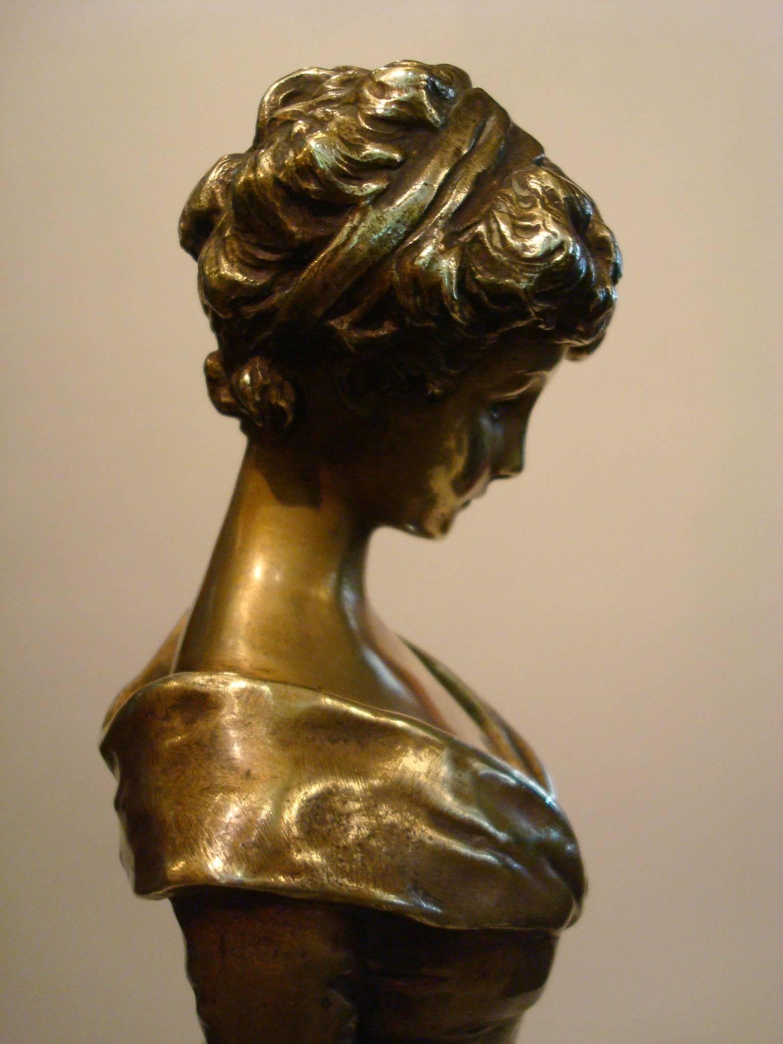 Art nouveau-Stil Bronze „Elegant Lady“ von Georges Van der Straeten im Angebot 3