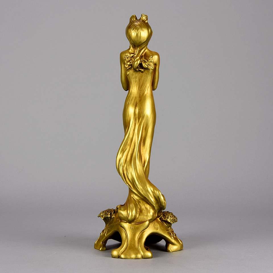 Gilt Art Nouveau Bronze Entitled 'Printemps' by Charles Korschann