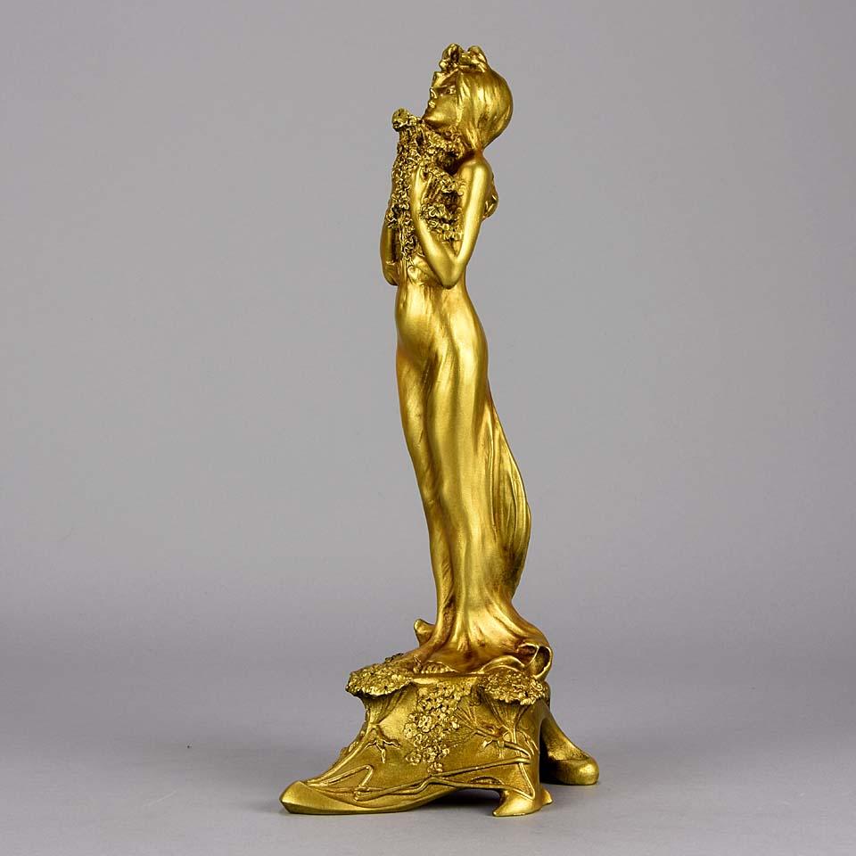 Art Nouveau Bronze Entitled 'Printemps' by Charles Korschann 1