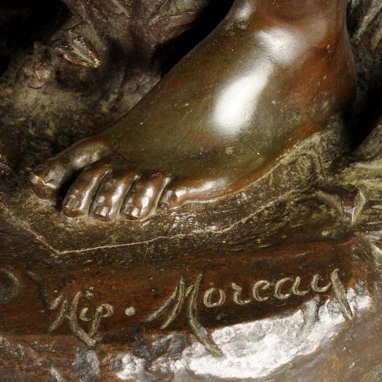 Art Nouveau Bronze 'Femme avec Chat' by Hippolyte Moreau For Sale 2