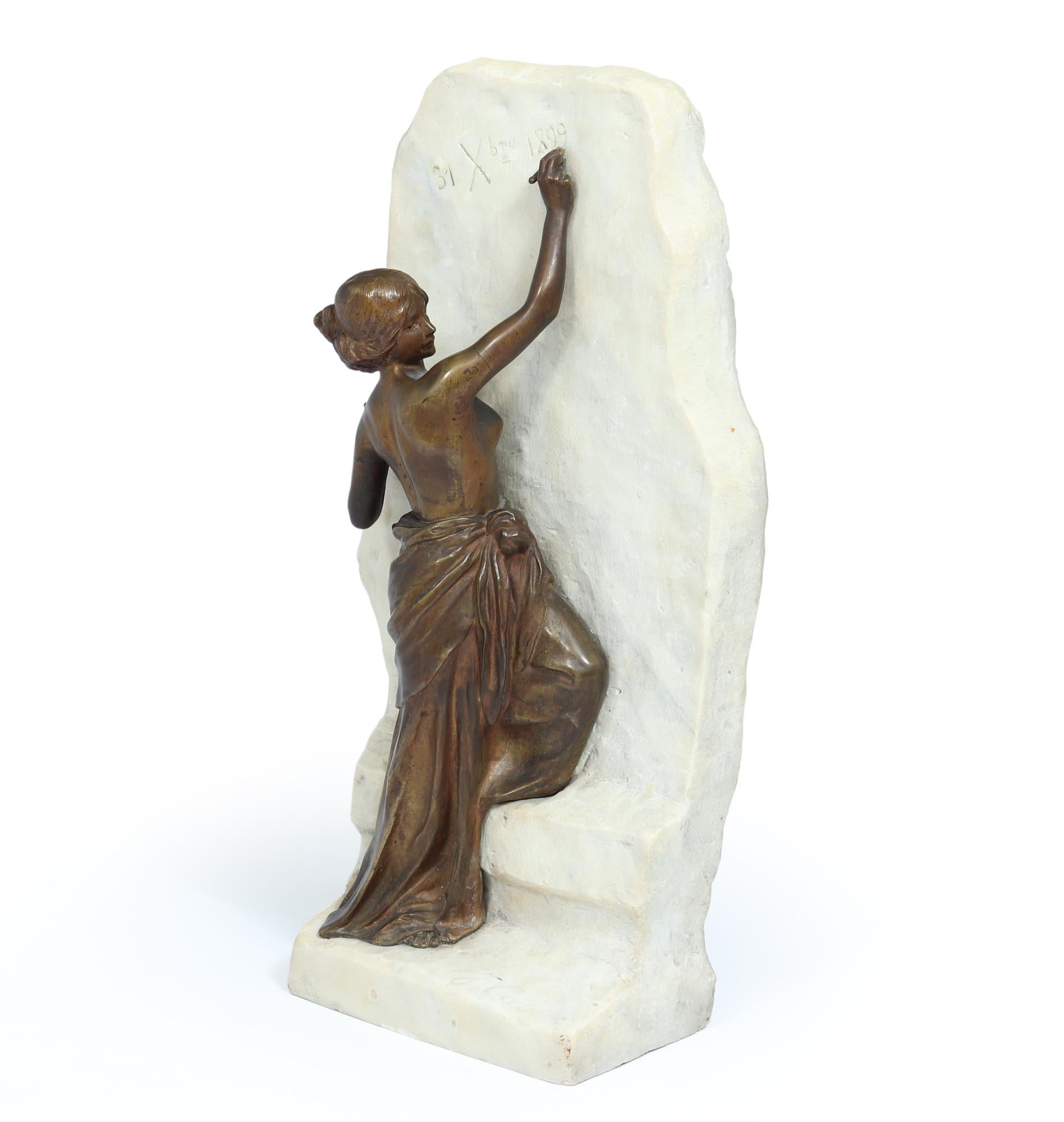 Femme Écrivant in bronzo Art Nouveau di Julien Causse in vendita 7