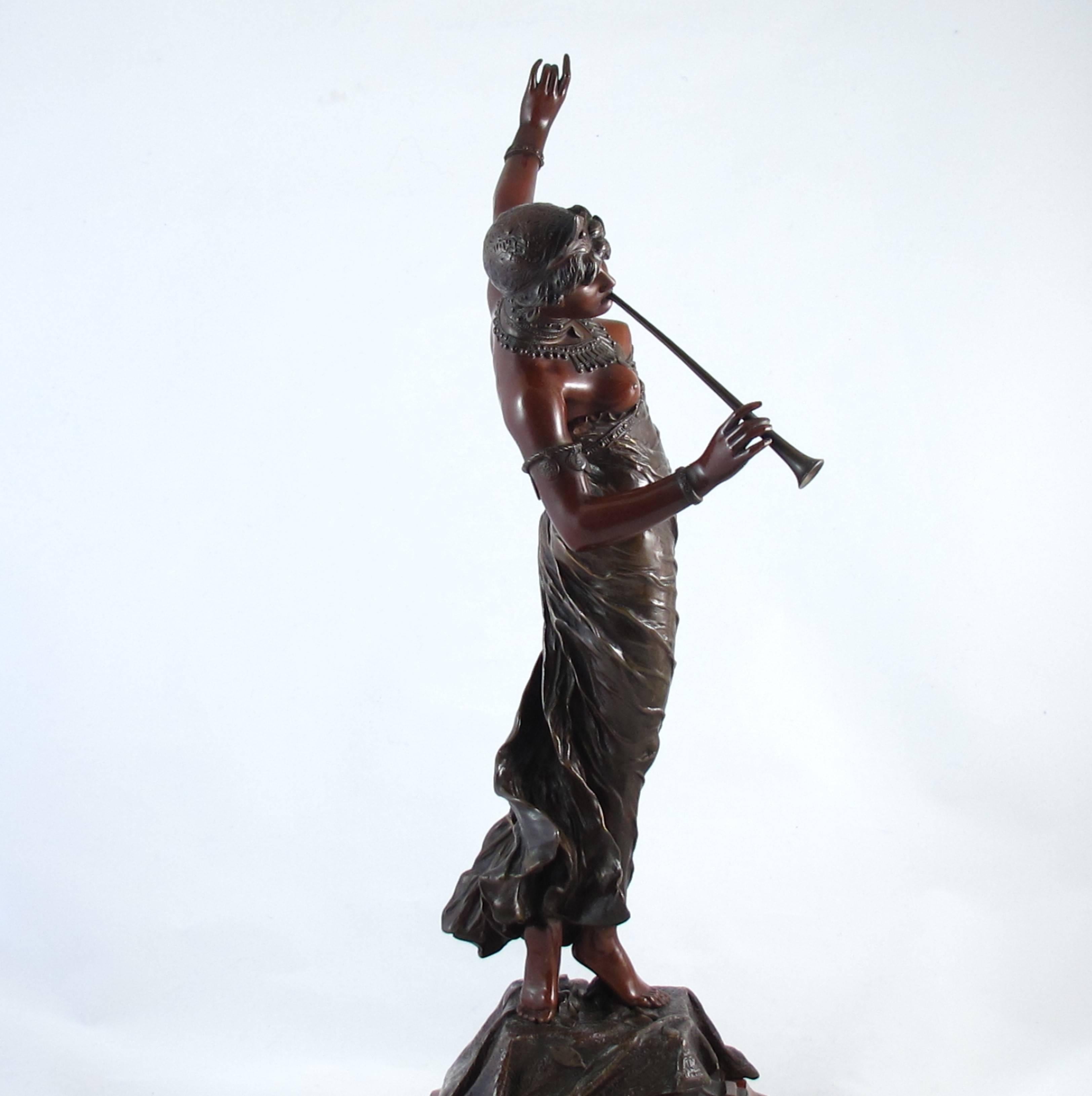 German Art Nouveau Bronze Figure by Franz Rosse -Oriental Dancer For Sale