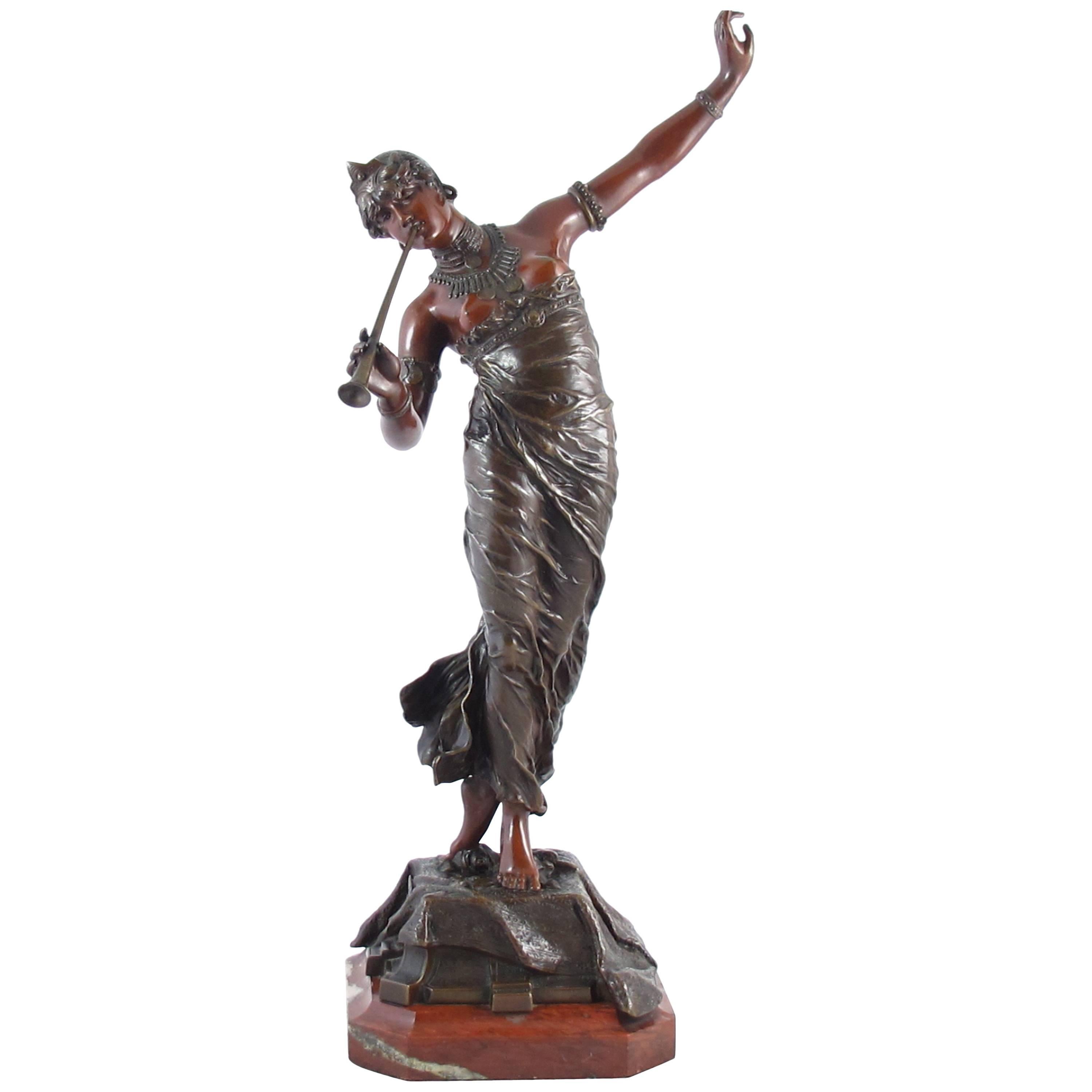 Art Nouveau Bronze Figure by Franz Rosse -Oriental Dancer For Sale