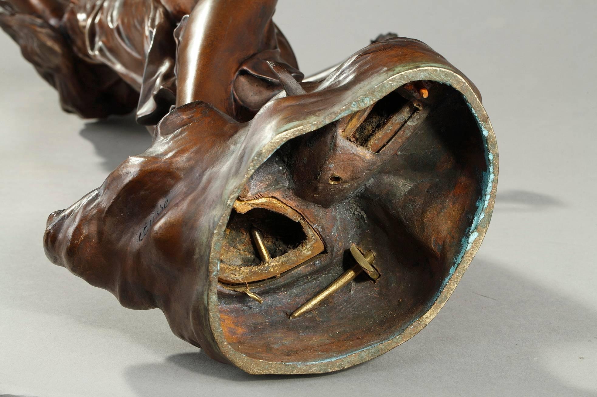 Figure en bronze Art Nouveau La nuit par Julien Caussé 1