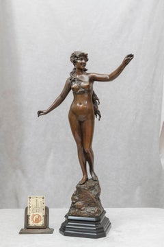 Jugendstil-Bronzefigur eines nackten Jungfrauen, Deutsch, um 1900