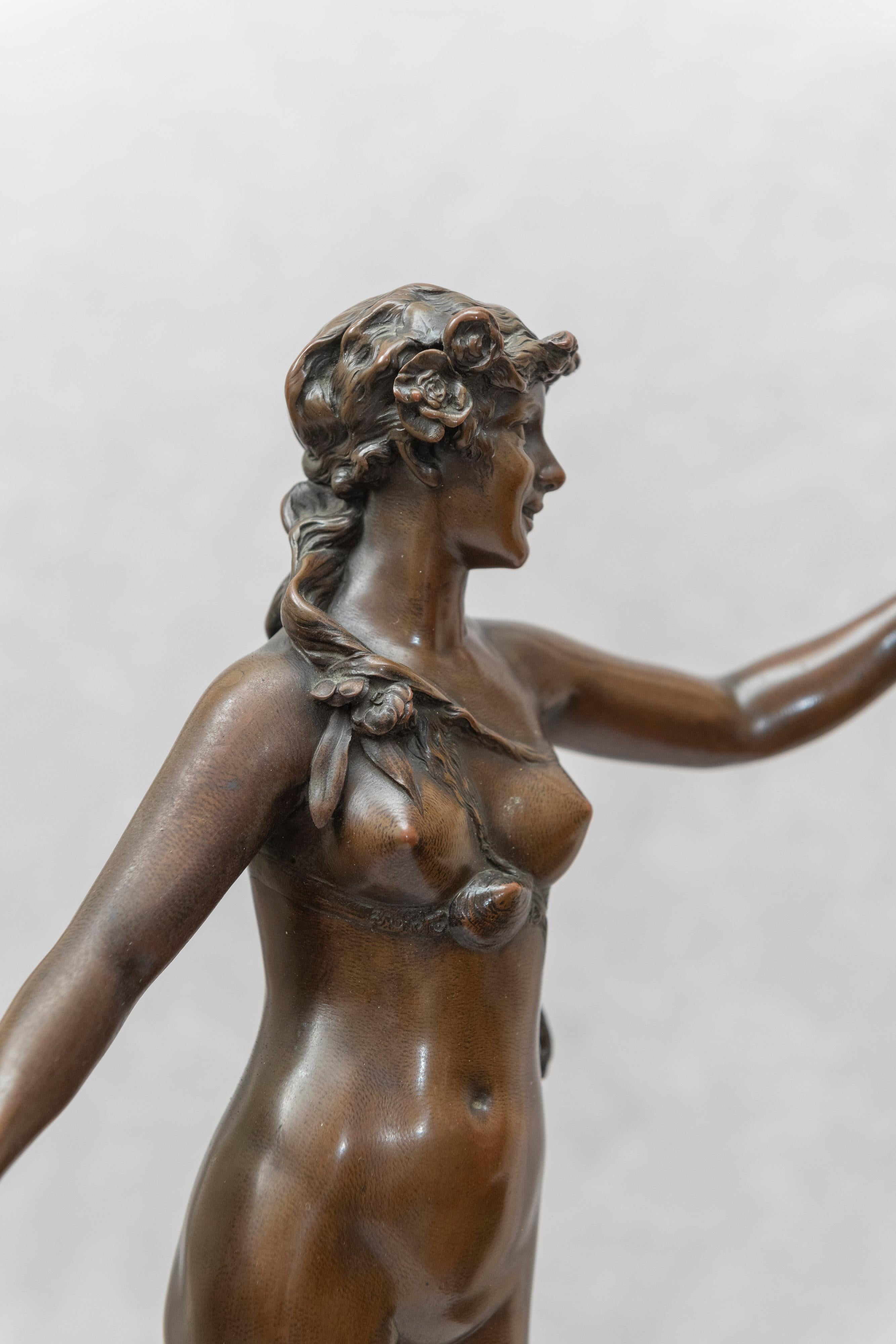 20ième siècle Figure en bronze Art Nouveau d'une jeune fille nue, Allemagne, datant d'environ 1900 en vente