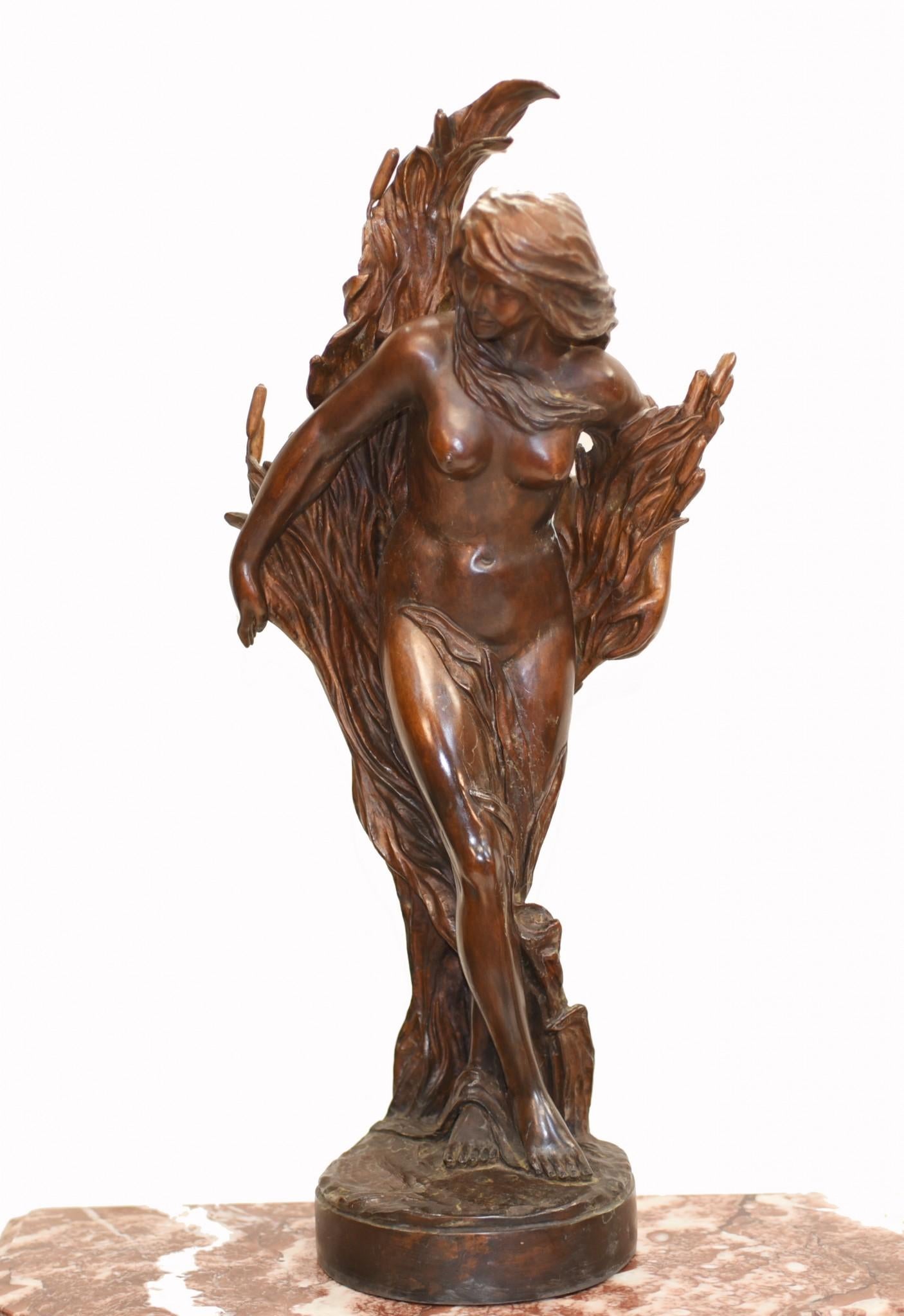 Art Nouveau Bronze Figurine Naked Nude Female Statue For Sale 7